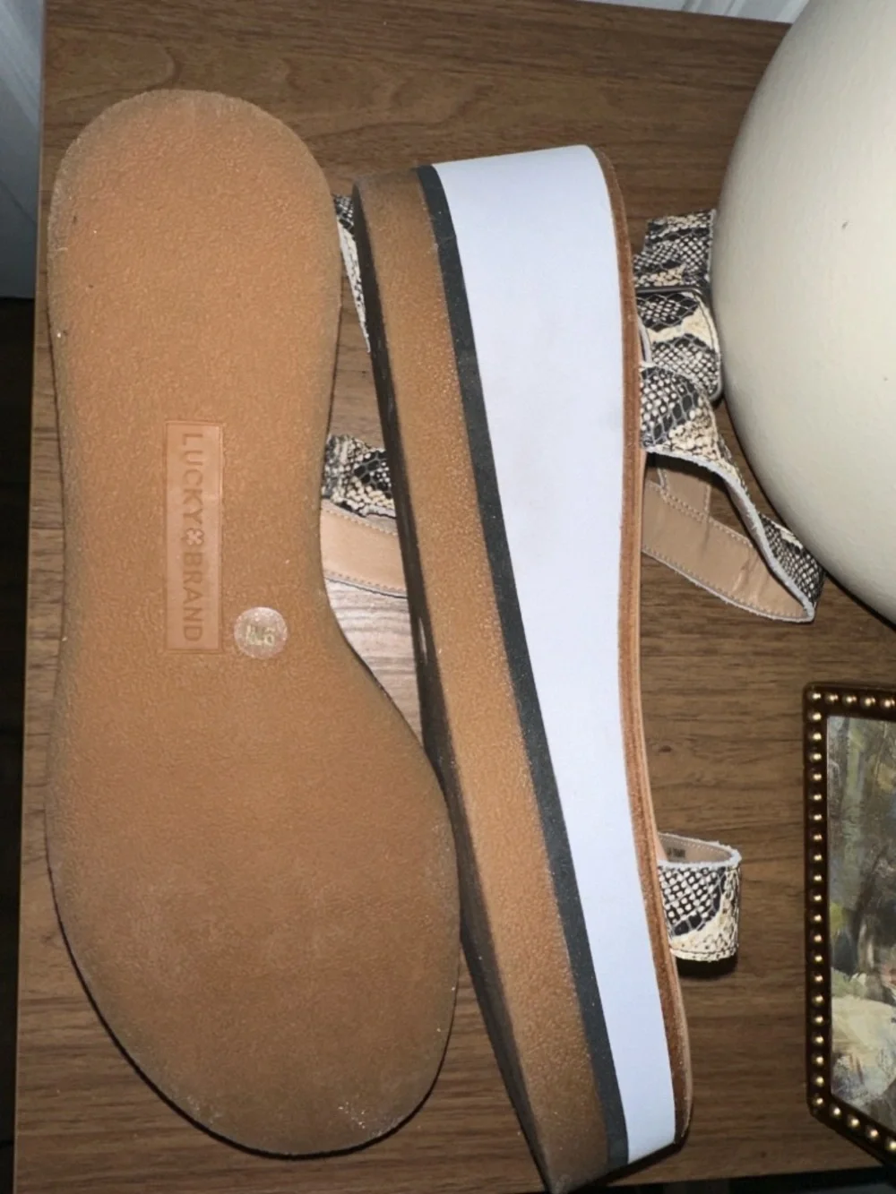 Lucky Brand Women's Platform Sandals in Snake Print and White